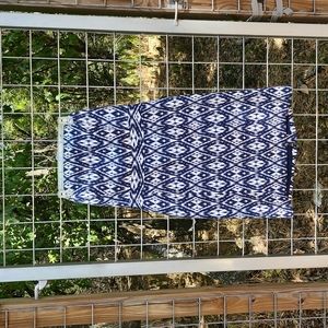 NWOT banana republic strapless navy/white ikat print dress size 14